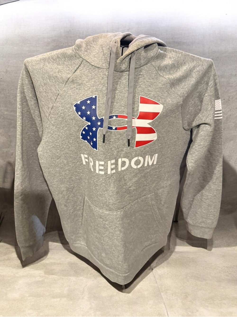 Under Armour Gray Zip-Up Hoodie with American Flag Logo
